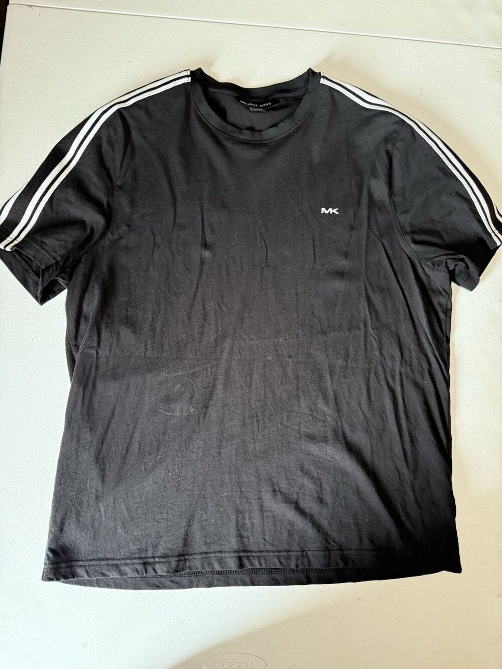 Michael Kors T-shirt Men's Color Black Size Large. Stripes On Shoulders